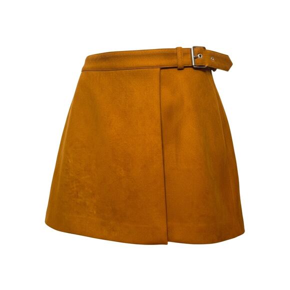 Forever 21 Bright Tan Faux Suede Mini Skirt with Belt Size Small - Picture 2 of 11
